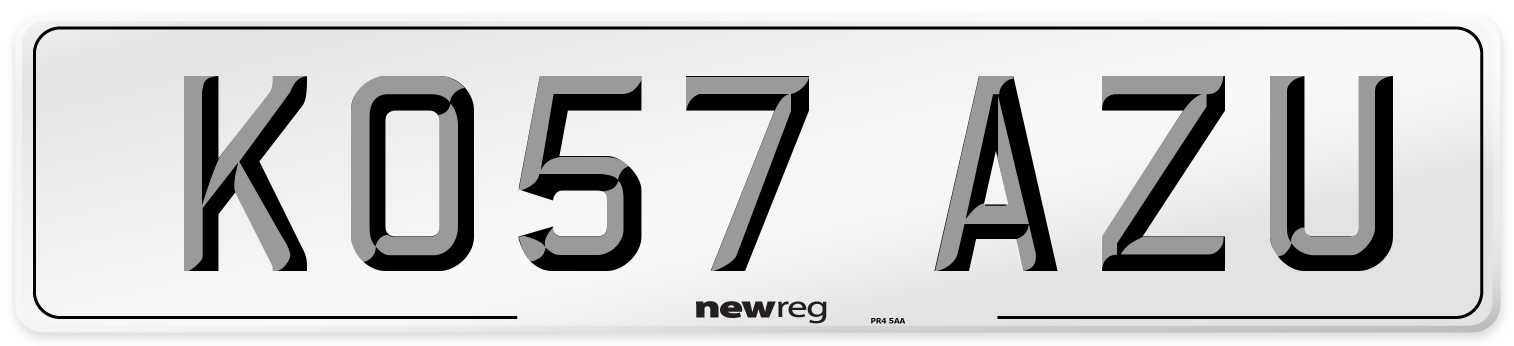 KO57 AZU Number Plate from New Reg